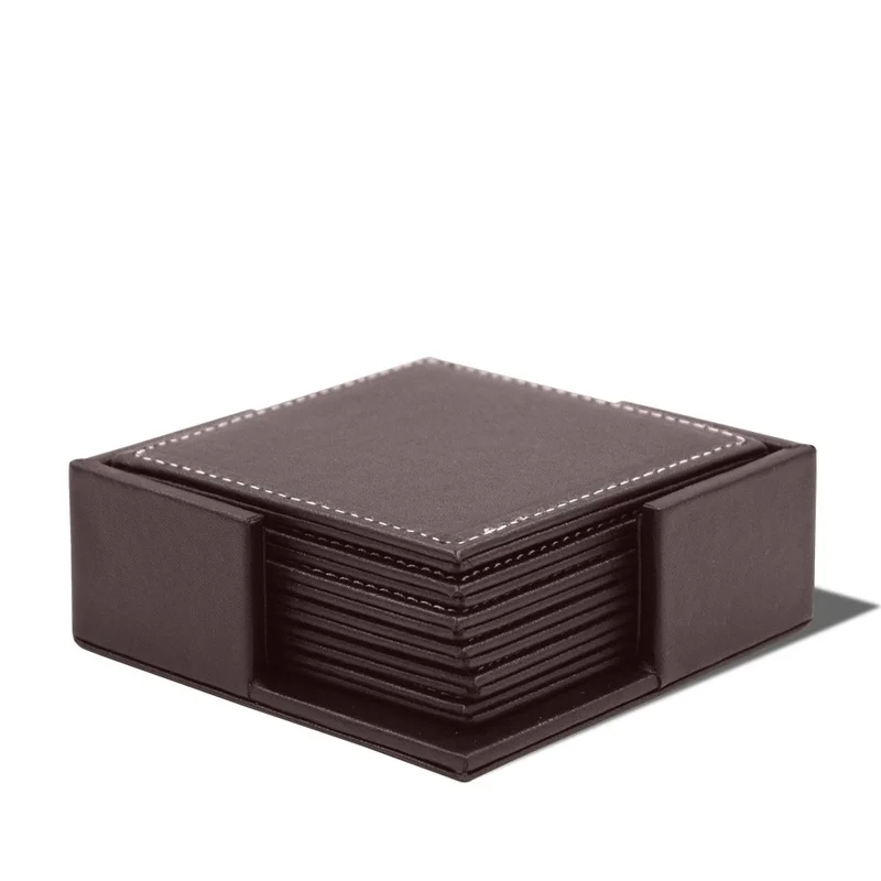 Leather Desk Pad - 6 Stks/set Business Lederen Coasters Warmte