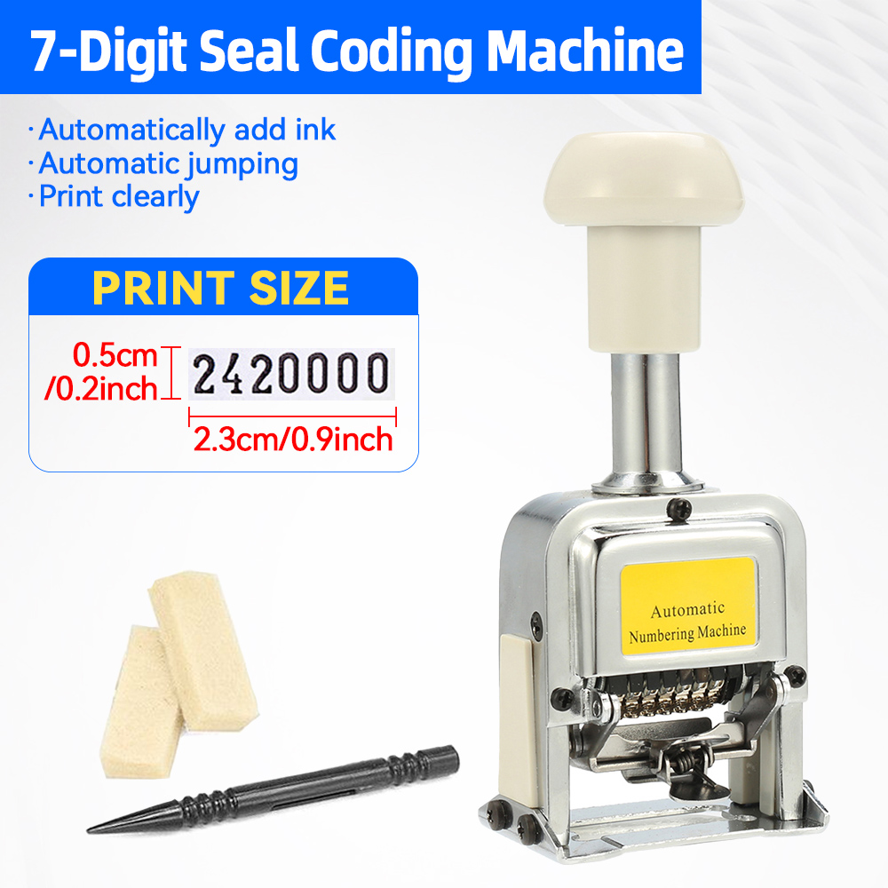 Rubber Date Stamp - Nummer Machine 7 Positie Automatische Nummering