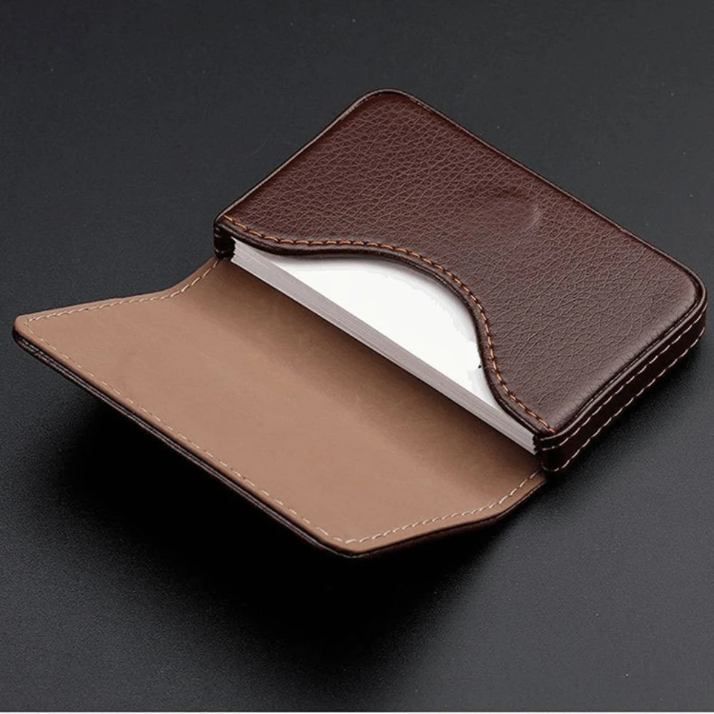 Index Card Holder - Gestikt PU-leer Creditcardhouder Visitekaarthouder Portemonnee met