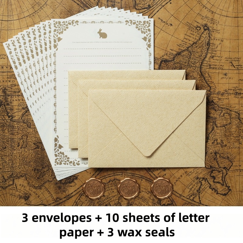 Wax Seal Stamp Set - 16 STKS Vintage linnen enveloppen Luxe
