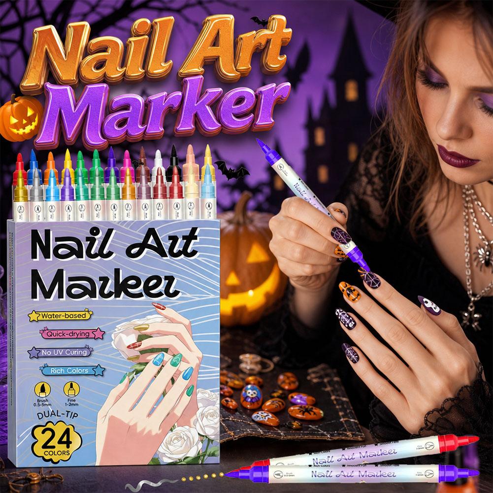 Correction Pen Fine - 12/24 Kleuren Dubbelpuntige Nagelkunstpen Ultra Fijne