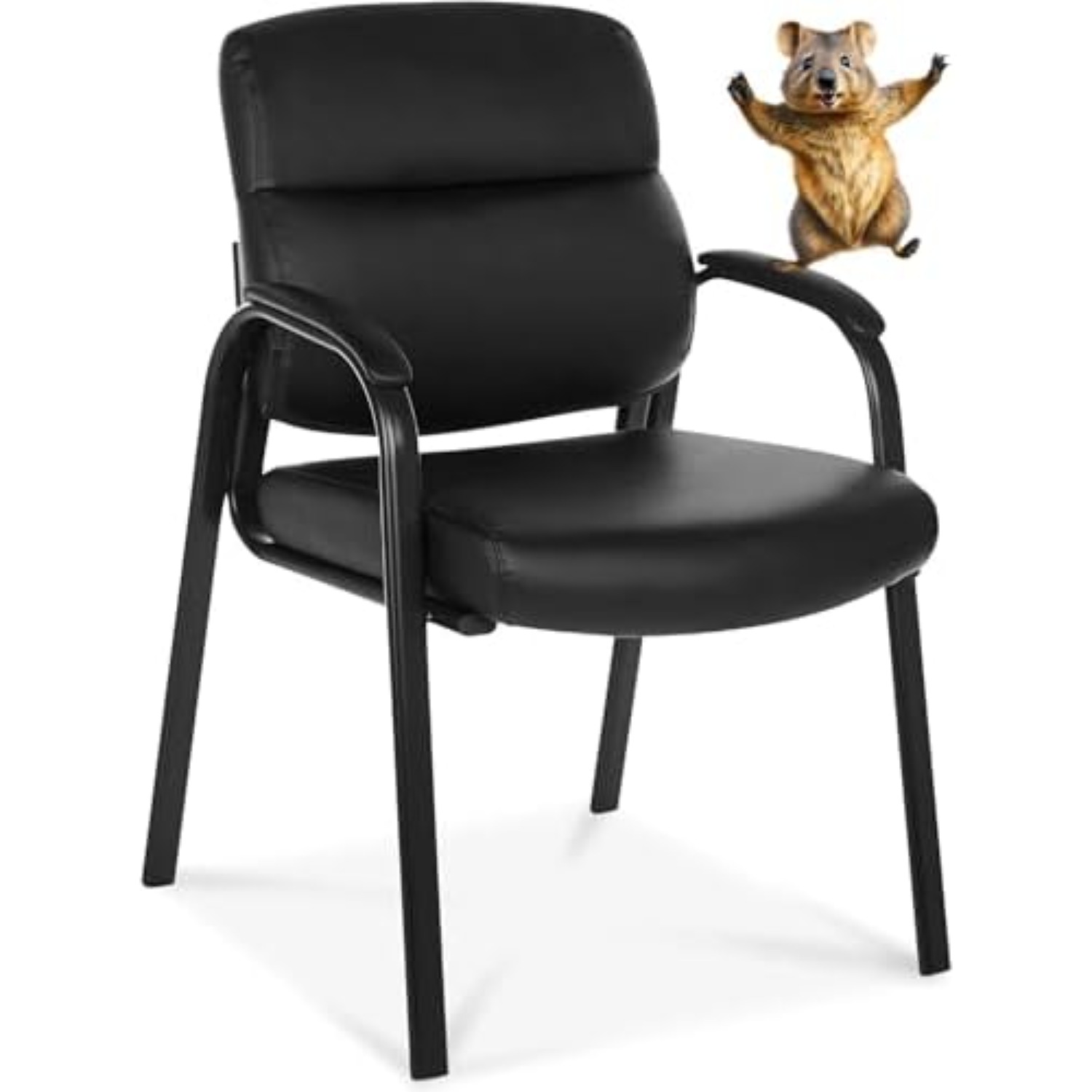 Leather Desk Pad - Leren gastenstoel met gevoerde armleuningen, geschikt