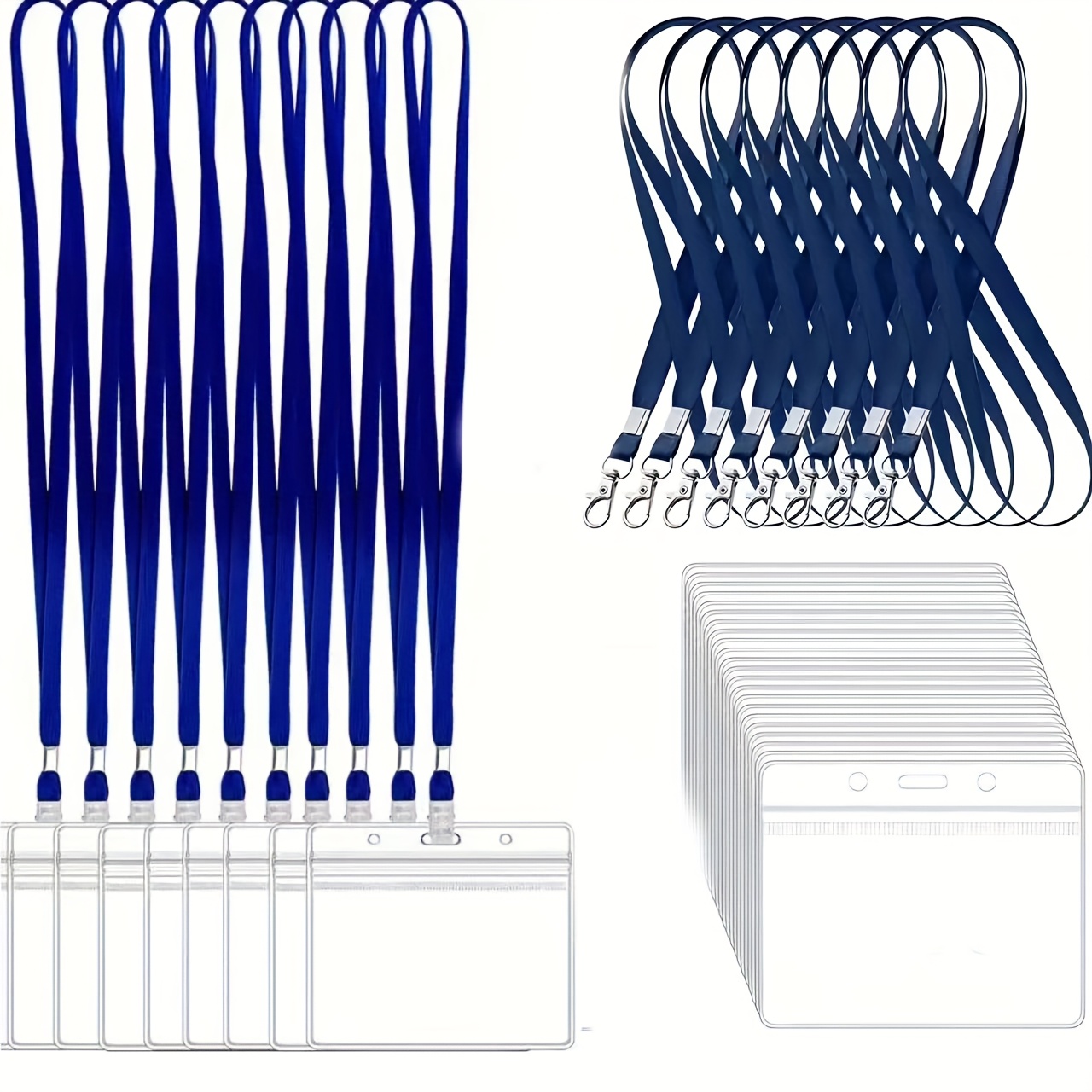 Index Card Holder - 10 sets transparante PVC-ID-kaarthouder met sleutelkoord