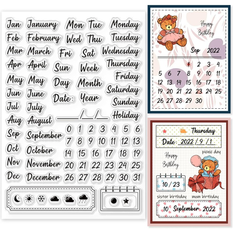 Rubber Date Stamp - 1PC 8.3x5.8in Kalender Clear Stempels Weerborden