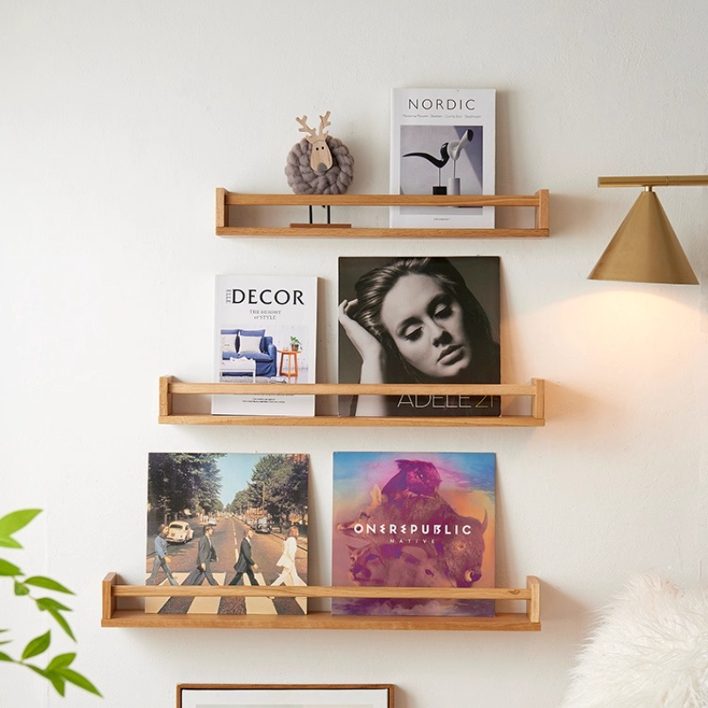 Magazine Holder Rack - Keukenkruidenorganizer, massief houten wandplank, vochtbestendig displayrek,