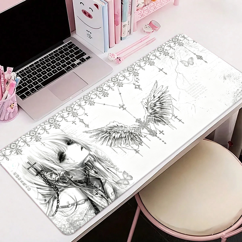 Leather Desk Pad - Leren muismat Zwart Wit Anime Esthetiek